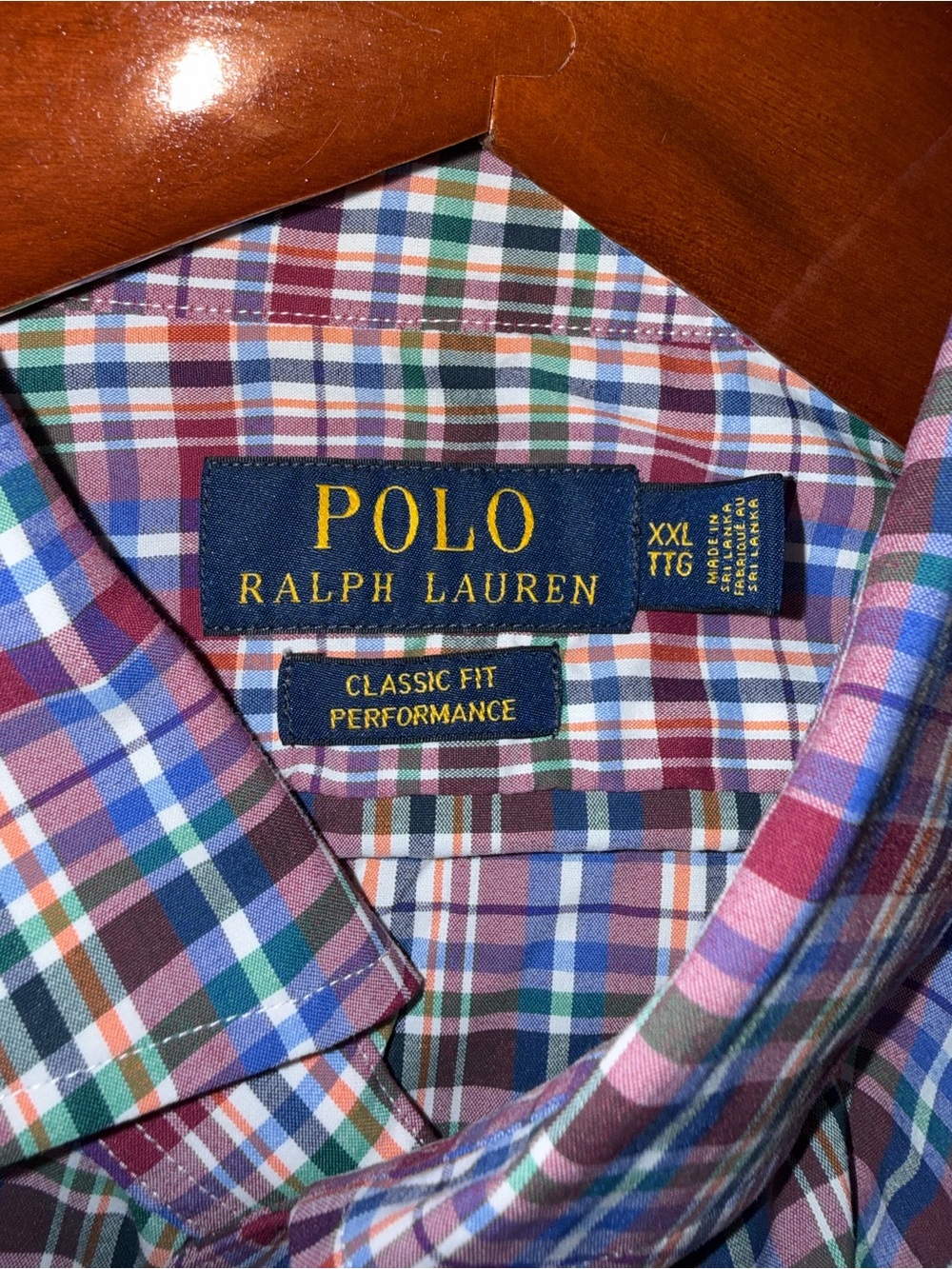 Ralph Lauren Polo Red/Pink Blue & White Plaid Button-Down Shirt, XXL - Picture 3 of 4